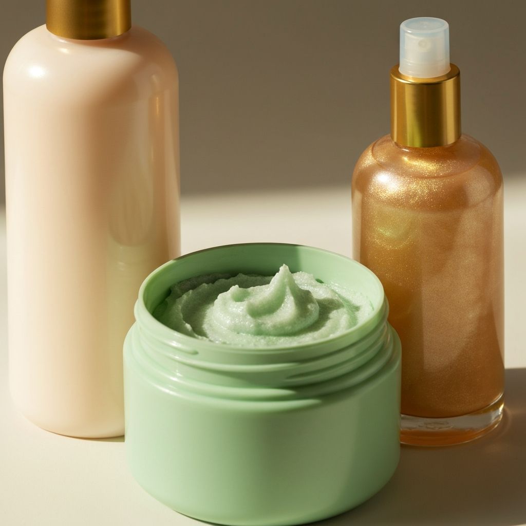 Body care products including lotions, scrubs, and oils