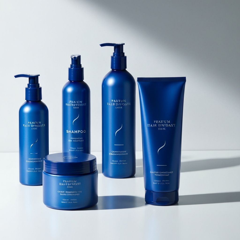 Haircare products including shampoos, treatments, and styling products